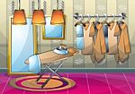 Cartoon  Illustration Interior Clothing Room With Separated Layers Stock Photo