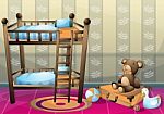 Cartoon  Illustration Interior Kid Room With Separated Layers Stock Photo