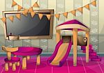 Cartoon  Illustration Interior Kid Room With Separated Layers Stock Photo