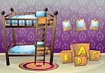 Cartoon  Illustration Interior Kid Room With Separated Layers Stock Photo