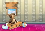 Cartoon  Illustration Interior Kid Room With Separated Layers Stock Photo