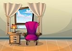 Cartoon  Illustration Interior Living Room Stock Photo