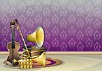 Cartoon  Illustration Interior Music Room With Separated Layers Stock Photo