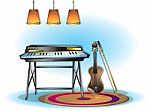 Cartoon  Illustration Interior Music Room With Separated Layers Stock Photo