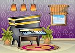 Cartoon  Illustration Interior Music Room With Separated Layers Stock Photo