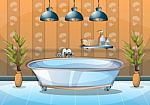 Cartoon  Illustration Interior Spa Room With Separated Layers Stock Photo