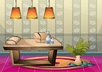 Cartoon  Illustration Interior Spa Room With Separated Layers Stock Photo