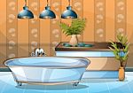 Cartoon  Illustration Interior Spa Room With Separated Layers Stock Photo