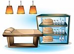 Cartoon  Illustration Interior Spa Room With Separated Layers Stock Photo