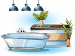 Cartoon  Illustration Interior Spa Room With Separated Layers Stock Photo