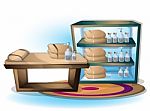 Cartoon  Illustration Interior Spa Room With Separated Layers Stock Photo