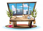 Cartoon  Illustration Interior Spa Room With Separated Layers Stock Photo