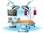 Cartoon  Illustration Interior Surgery Operation Room With Separated Layers Stock Photo