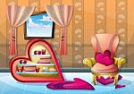 Cartoon  Illustration Interior Valentine Room With Separated Layers Stock Photo