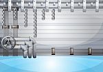 Cartoon  Illustration Water Pipe Wall With Separated Layers Stock Photo