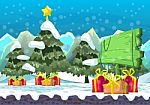 Cartoon  Snow Landscape With Separated Layers For Game And Animation Stock Photo
