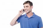 Casual Man Calling On The Cell Phone Stock Photo