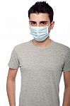 Casual Man In Protective Mask Stock Photo