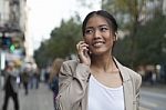 Casual Woman And Mobile Phone Stock Photo