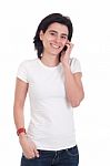 Casual Woman On The Phone Stock Photo