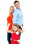 Caucasian Family Of Three, Isolated Stock Photo