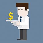 Character Businessman Served Money Stock Photo