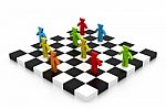 Character People On Chessboard Stock Photo