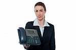 Charming Lady Holding Telephone Stock Photo