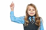 Charming School Girl With Raised Arm Stock Photo