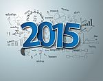 Charts And Graphs With Blue Tags Label 2015 Text Design Stock Photo