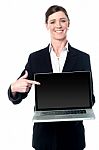 Check Out The Latest Laptop In The Market ! Stock Photo