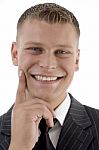 Cheerful Face Of Young Businessman Stock Photo