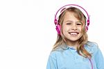 Cheerful Pretty Music Lover Stock Photo