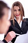 Cheerful Young Business Woman Stock Photo