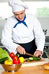 Chef Chopping Vegetables Stock Photo