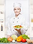 Chef Offering Vegetarian Meal Stock Photo