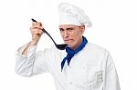 Chef Tastes Awful Food Stock Photo