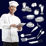 Chef Using Digital Tablet Stock Photo