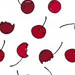 Cherry Seamless Pattern By Hand Drawing On White Backgrounds Stock Photo