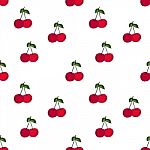 Cherry Seamless Pattern By Hand Drawing On White Backgrounds Stock Photo