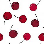 Cherry Seamless Pattern By Hand Drawing On White Backgrounds Stock Photo