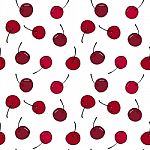 Cherry Seamless Pattern By Hand Drawing On White Backgrounds Stock Photo