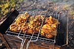 Chicken Breast Grilled On A Coals Stock Photo