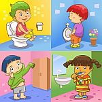 Child Daily Activities Stock Photo