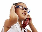 Child Talking On Phone Stock Photo