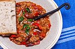 Chili With Bread Stock Photo