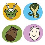 Chinese Horoscope Animal Set Stock Photo