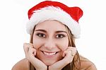 Christmas Santa Woman Smiling Stock Photo