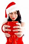 Christmas Showing Coffee Mug Stock Photo