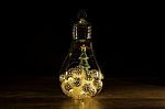 Christmas Tree With Christmas Lights In Glass Light Bulb Stock Photo